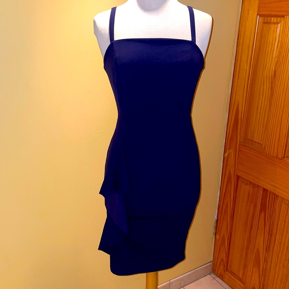Bebe Navy Blue Ruffled Dress